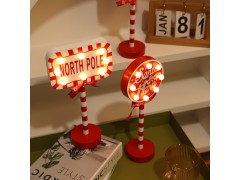 跨境新品圣诞路牌STOP装饰灯 木质圣诞节日橱窗桌面氛围 LED彩灯图1