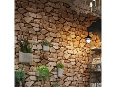 复古3D立体石纹石头石块文化石壁纸咖啡店酒吧客厅客厅砖纹墙纸