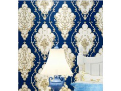 豪华欧式大马式革壁纸白色黑色蓝色红色PVC墙纸电视背景墙纸