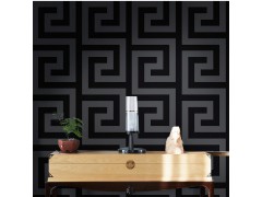 新中式复古墙纸回纹壁纸电视背景玄关门壁纸