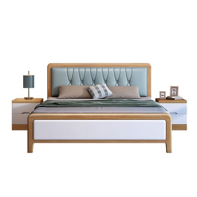 实木床1.5米单人床现代简约1.8米双人主卧抽屉储物气压高箱婚床图5