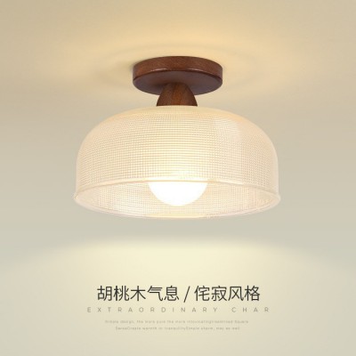 过道走廊灯北欧现代简约创意个性日式侘寂风阳台玄关实木吸顶灯图1