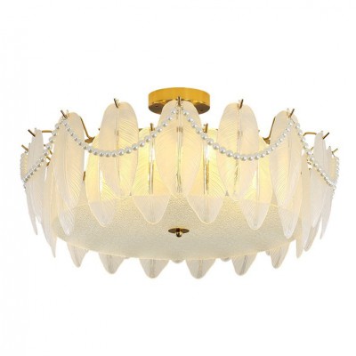 轻奢主卧室吸顶灯法式复古现代2024年新款水晶贝壳意式小客厅灯具