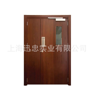 甲乙级90分钟木质防火门单开 楼梯口通道双开逃生门带玻一门一证图2