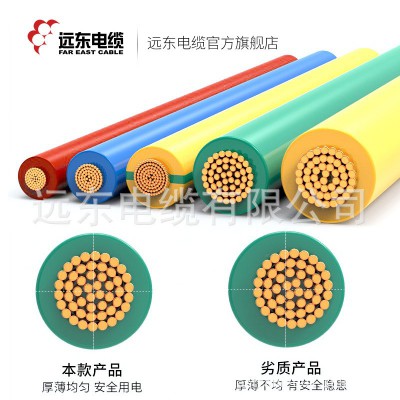 远东电缆电线1.5/2.5/4/6平方国标铜芯家装硬/软线单芯 插座照明线