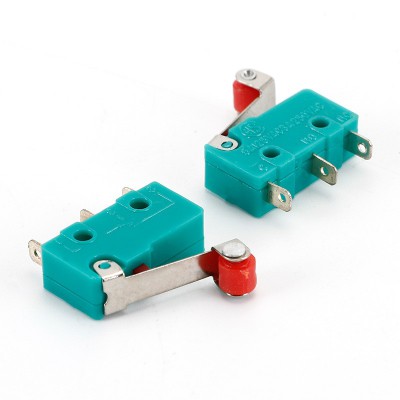 亿伟微动开关YW3-204 黑/绿/灰有柄3脚带轮驱动杆按键微动开关