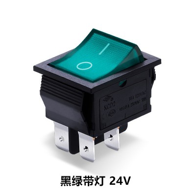 上开牌24V船型开关带灯KCD2翘板船形电源开关 4脚2档 DC24V图1