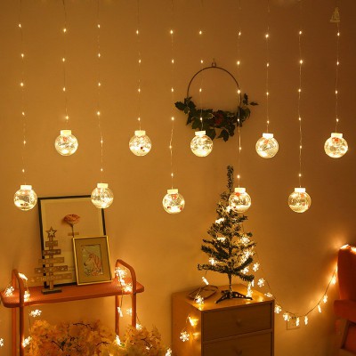 LED圣诞许愿球窗帘灯室内橱窗装饰雪人圣诞树铃铛LED铜线窗帘灯串图3