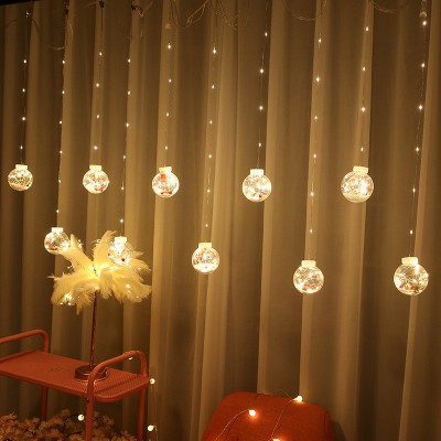 LED圣诞许愿球窗帘灯室内橱窗装饰雪人圣诞树铃铛LED铜线窗帘灯串