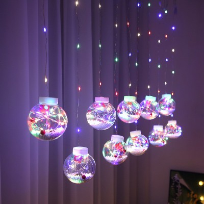 LED圣诞许愿球窗帘灯室内橱窗装饰雪人圣诞树铃铛LED铜线窗帘灯串图4