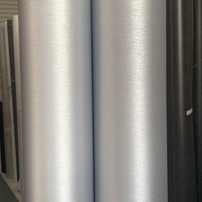 特厚金属银色拉丝装饰贴膜自粘墙纸展柜展厅背景墙贴纸波音软片