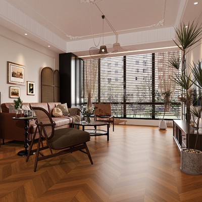 广东鱼骨纹木纹砖6001200法式复古客厅地砖原木风仿木地板瓷砖