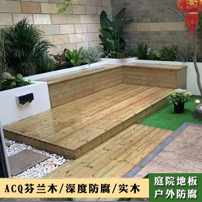 户外深度防腐木地板露台芬兰木防腐实木板材阳台庭院室外木板批发图1