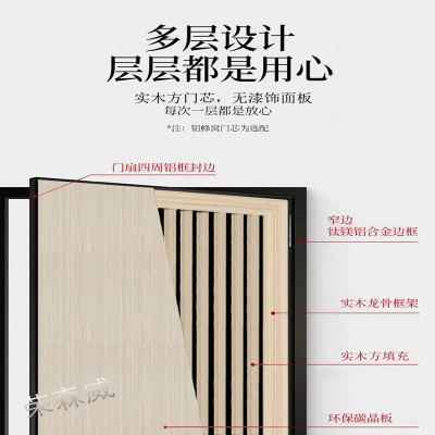 极窄铝木门免漆碳晶隔音门室内出租屋极简装办公室卧室门一门到顶