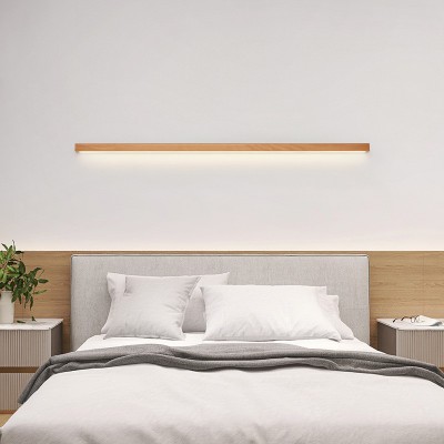 线条简约实木长条壁灯镜前灯背景墙灯酒店门厅卧室床头LED实木灯图3