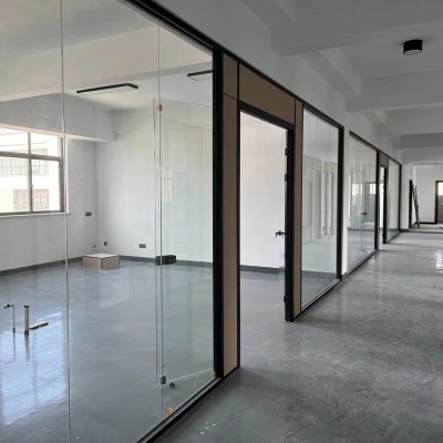 商务写字楼办公室厂房玻璃隔断快装单玻全景铝合金钢化玻璃高隔断图2