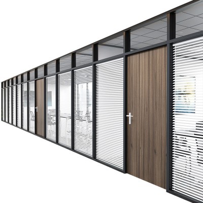 办公室玻璃隔断墙双玻内置百叶隔断写字楼铝合金钢化玻璃隔断墙图5