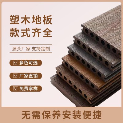 二代共挤木塑地板3D浮雕纹在线压花户外塑木地板防腐防水露台庭院图3