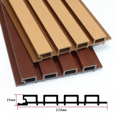 户外塑木围栏格栅PVC长城板庭院露台室外二代共挤木塑格栅墙板