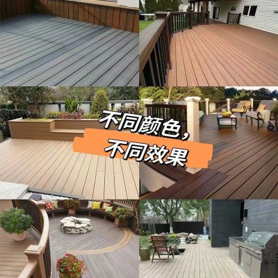 厂家直供二代共挤圆孔塑木地板室外庭院阳台地板自铺pvc塑木地板图3