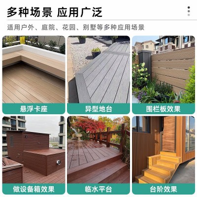 厂家直供二代共挤圆孔塑木地板室外庭院阳台地板自铺pvc塑木地板图2