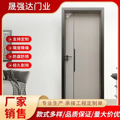 灰色隐形铝木门全铝门房间平开木门碳晶免漆实木卧室门隔音入户门