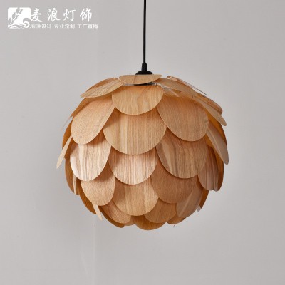 东南亚木皮吊灯酒店客栈吧台工程餐厅吊灯卧室客厅灯创意中式灯具图2