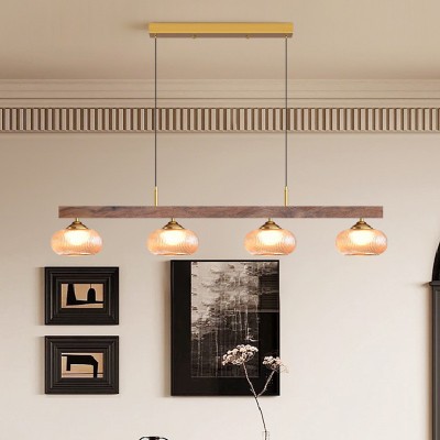 中古风餐厅吊灯美式复古实木感全光谱护眼灯餐桌吧台氛围感灯图1