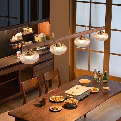 中古风餐厅吊灯美式复古实木感全光谱护眼灯餐桌吧台氛围感灯图3