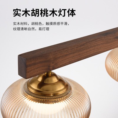 中古风餐厅吊灯美式复古实木感全光谱护眼灯餐桌吧台氛围感灯图5