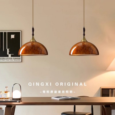 美式复古餐厅吧台岛台吊灯中古vintage设计师民宿咖啡厅彩绘灯具图2