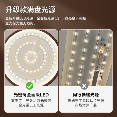 中古风主卧百褶吸顶吊灯日式美式复古胡桃木纹色新中式卧室房间灯图5