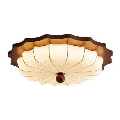 卧室吸顶灯法式中古风布艺复古胡桃木书房灯南洋风高级感房间灯具图5