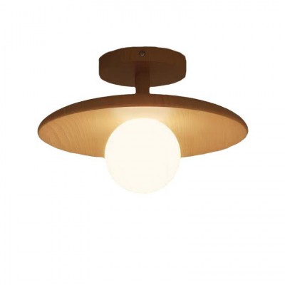 北欧原木风吸顶过道灯简约个性阳台灯走廊玄关灯木质灯具图5