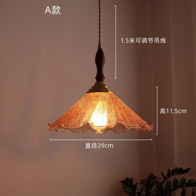 日式复古黄铜裂纹玻璃吊灯卧室床头民宿餐厅吧台玄关过道阳台灯具图2