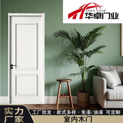 出口木门卧室门室内门免漆门法式实木复合白色烤漆门房间门