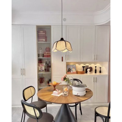 茶栗法式中古布艺吊灯美式复古南洋风餐厅灯设计师高级感卧室吊灯图2