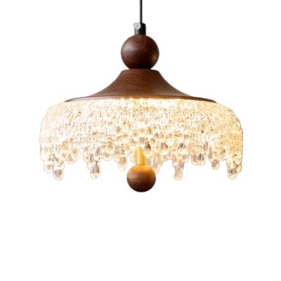 法式中古风餐厅吊灯复古胡桃木色水滴床头吊灯走廊阳台玄关灯具图3