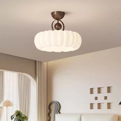 法式卧室吸顶灯中古奶油风主卧公主房灯具简约羽毛灯设计师书房灯图2