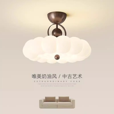 法式卧室吸顶灯中古奶油风主卧公主房灯具简约羽毛灯设计师书房灯图1