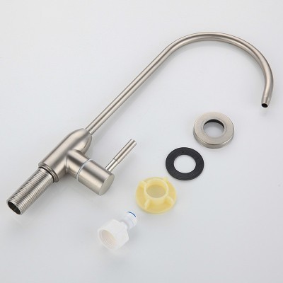 304不锈钢净水器龙头2分4分美式大弯直饮水机龙头黑色菜盆水龙头图4