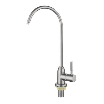 304不锈钢净水器龙头2分4分美式大弯直饮水机龙头黑色菜盆水龙头图5