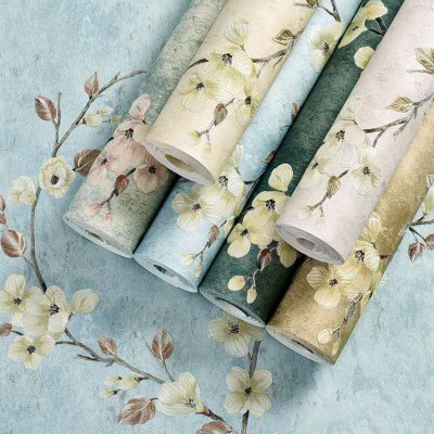 3d精压无纺布壁纸卧室客厅背景墙美容院素色花纹AB版墙纸复古风